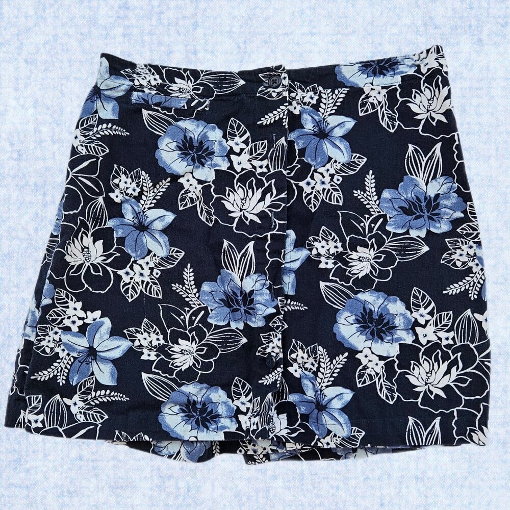 White Stag Blue/White Floral Button Down Skort - 10